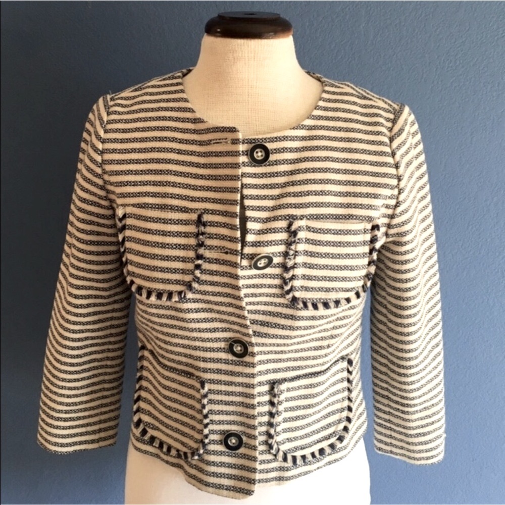 Tommy Hilfiger Navy & Cream Striped Blazer